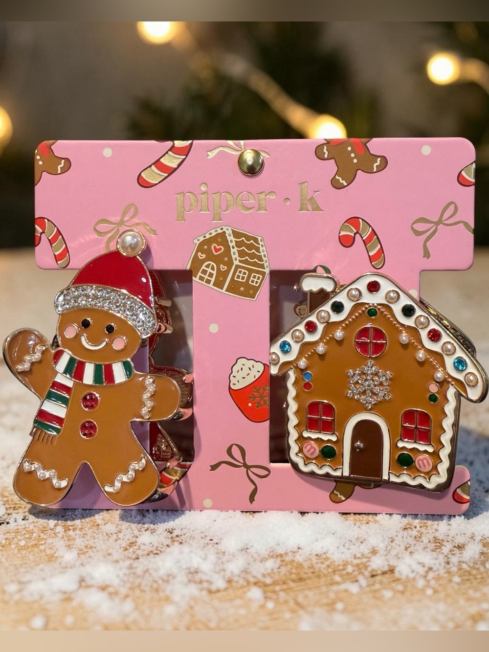 Piper K Holiday Gingerbread Hair Claw Clips Set